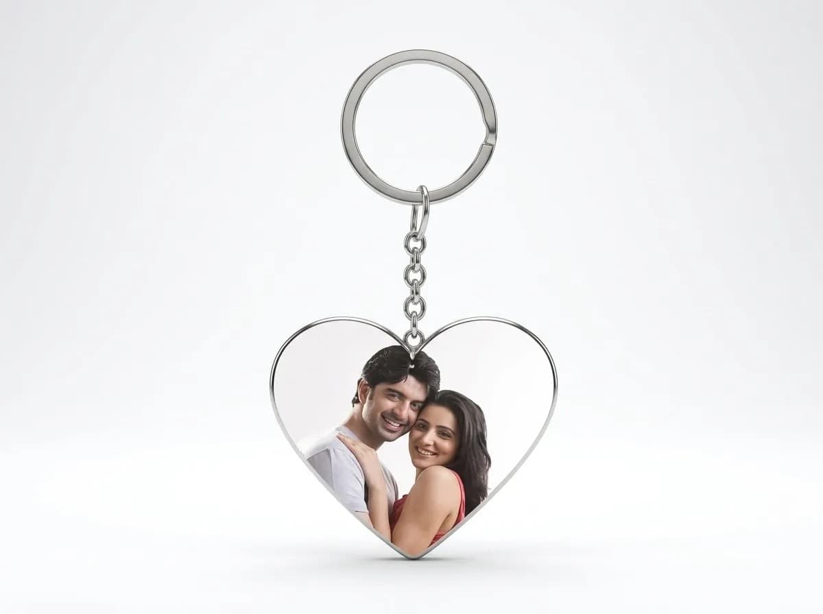 Customized photo keychain with personalized design